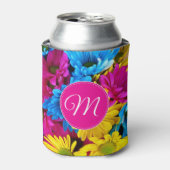 Rafraîchisseur Pour Canette Fleurs lumineuses Monogramme rose (Can devant)