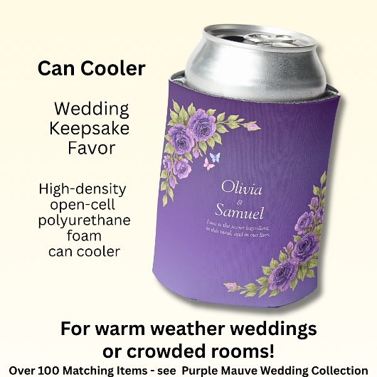 Rafraîchisseur Pour Canette Fleurs mauves violettes et Mariage blanc