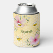 Rafraîchisseur Pour Canette Fleurs roses abeilles nom jaune (Can Dos)