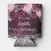 Rafraîchisseur Pour Canette Fleurs roses argentées (Devant)