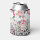 Rafraîchisseur Pour Canette Fleurs roses Empreintes de léopard noires en argen (Can Dos)
