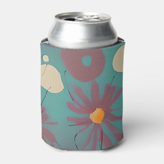 Rafraîchisseur Pour Canette Fleurs roses et blanches rétro (Can devant)