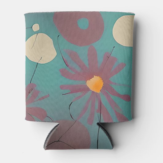 Rafraîchisseur Pour Canette Fleurs roses et blanches rétro (Devant)