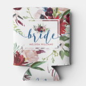 Rafraîchisseur Pour Canette Fleurs rouges & bleues foncées audacieuses (Dos)