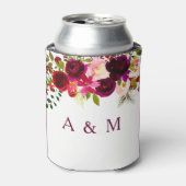 Rafraîchisseur Pour Canette Fleurs Rouges de Bourgogne Mariage Fête de Fiançai (Can devant)