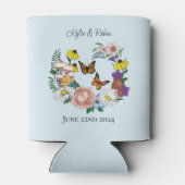 Rafraîchisseur Pour Canette Fleurs sauvages Champignons bleus floraux (Dos)