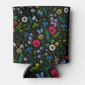 Rafraîchisseur Pour Canette Fleurs sauvages en noir (Devant)