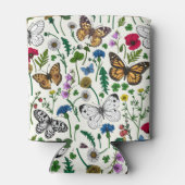 Rafraîchisseur Pour Canette Fleurs sauvages et papillons sur blanc (Dos)