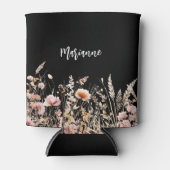 Rafraîchisseur Pour Canette Fleurs sauvages nom personnalisé script noir (Devant)