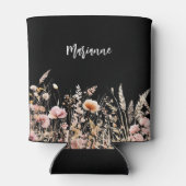 Rafraîchisseur Pour Canette Fleurs sauvages script nom personnalisé noir (Dos)