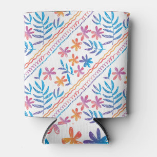 Rafraîchisseur Pour Canette Fleurs tropicales dessinées à la main, motif feuil