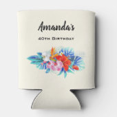 Rafraîchisseur Pour Canette Fleurs tropicales exotiques à l'Anniversaire rose (Dos)