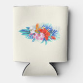 Rafraîchisseur Pour Canette Fleurs tropicales exotiques en rose et en aqua (Devant)