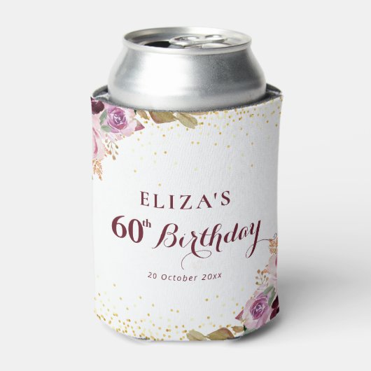 Rafraîchisseur Pour Canette Fleurs violettes 60e anniversaire (Can devant)