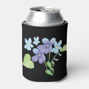 Rafraîchisseur Pour Canette Fleurs violettes sauvages Illustration noir