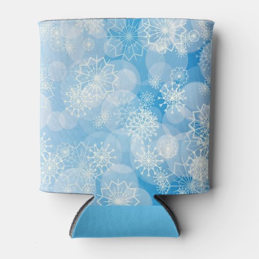 Rafraîchisseur Pour Canette Flocons de Noël bleus (Devant)