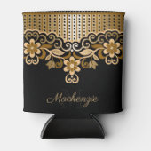 Rafraîchisseur Pour Canette Floral Abstrait noir et or (Devant)