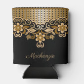 Rafraîchisseur Pour Canette Floral Abstrait noir et or (Dos)