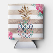 Rafraîchisseur Pour Canette Floral Ananas or rayé design (Devant)