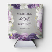 Rafraîchisseur Pour Canette Floral blanc pourpre 40e anniversaire (Devant)