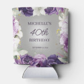 Rafraîchisseur Pour Canette Floral blanc pourpre 40e anniversaire (Dos)
