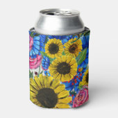 Rafraîchisseur Pour Canette Floral bleu jaune rose sans joint (Can devant)