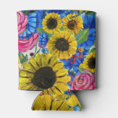 Rafraîchisseur Pour Canette Floral bleu jaune rose sans joint (Dos)