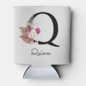 Rafraîchisseur Pour Canette Floral Boho rose monogramme Q initial (Devant)