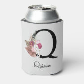 Rafraîchisseur Pour Canette Floral Boho rose monogramme Q initial (Can Dos)