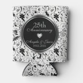 Rafraîchisseur Pour Canette Floral Fleurs Delicates Noires - Anniversaire Arge (Devant)