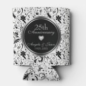 Rafraîchisseur Pour Canette Floral Fleurs Delicates Noires - Anniversaire Arge (Dos)