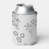 Rafraîchisseur Pour Canette Floral noir et blanc Elégant Botanique (Can devant)