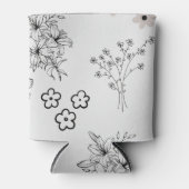 Rafraîchisseur Pour Canette Floral noir et blanc Elégant Botanique (Devant)