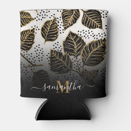 Rafraîchisseur Pour Canette Floral noir et doré (Devant)