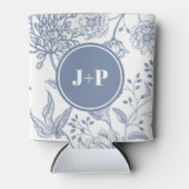 Rafraîchisseur Pour Canette Floral Periwinkle Blue Monogram Wedding (Devant)