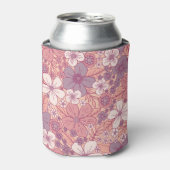 Rafraîchisseur Pour Canette Floral rose et violet pastel (Can devant)