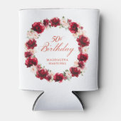 Rafraîchisseur Pour Canette Floral rose rouge 50e anniversaire Personnalisé (Devant)