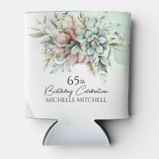 Rafraîchisseur Pour Canette Floral vert personnalisé Vintage 65e anniversaire