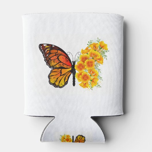 Rafraîchisseur Pour Canette Flower Butterfly with Yellow California Poppy (Dos)