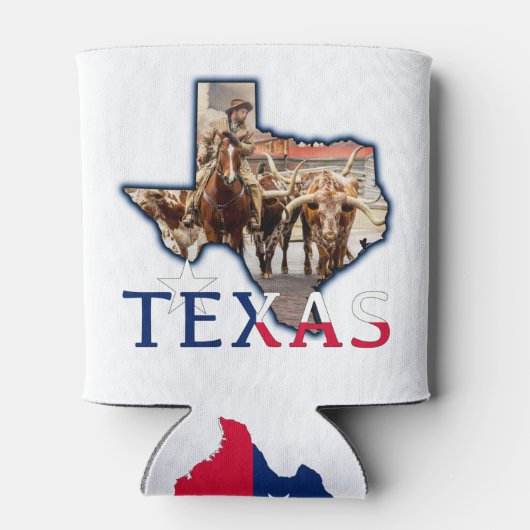 Rafraîchisseur Pour Canette Fort Worth Longhorns & Flag Can Cooler (Dos)