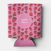 Rafraîchisseur Pour Canette Fraises d'été bio personnalisables rose (Devant)