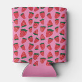 Rafraîchisseur Pour Canette Fraises d'été bio personnalisables rose (Dos)