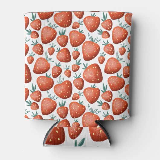 Rafraîchisseur Pour Canette Fraises rouges Arrière - plan blanc sans joint (Devant)