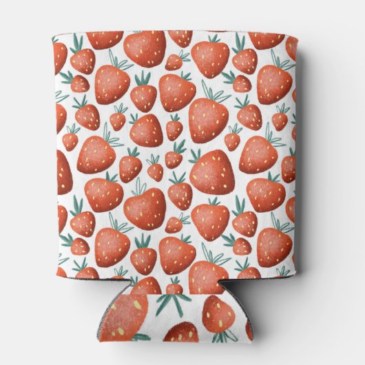 Rafraîchisseur Pour Canette Fraises rouges Arrière - plan blanc sans joint (Dos)