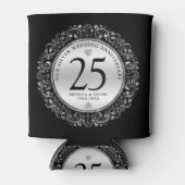 Rafraîchisseur Pour Canette Frame Cercle Noir Et Argent 25e Mariage (Devant)