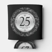 Rafraîchisseur Pour Canette Frame Cercle Noir Et Argent 25e Mariage (Dos)