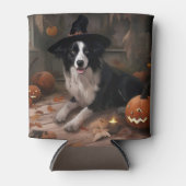 Rafraîchisseur Pour Canette Frontière Collie Citrouilles Halloween effroi (Devant)