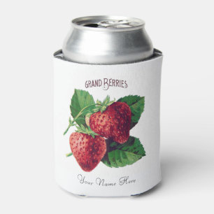 Rafraîchisseur Pour Canette Fruits de fraise Vintage Ajouter Votre Nom