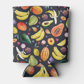 Rafraîchisseur Pour Canette Fruits tropicaux : Aquarelle Motif Multifruit.