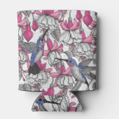 Rafraîchisseur Pour Canette Fuchsia et colibris blancs (Dos)